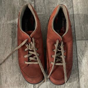 Aravon Red Leather Sneakers with Metal Eyelets